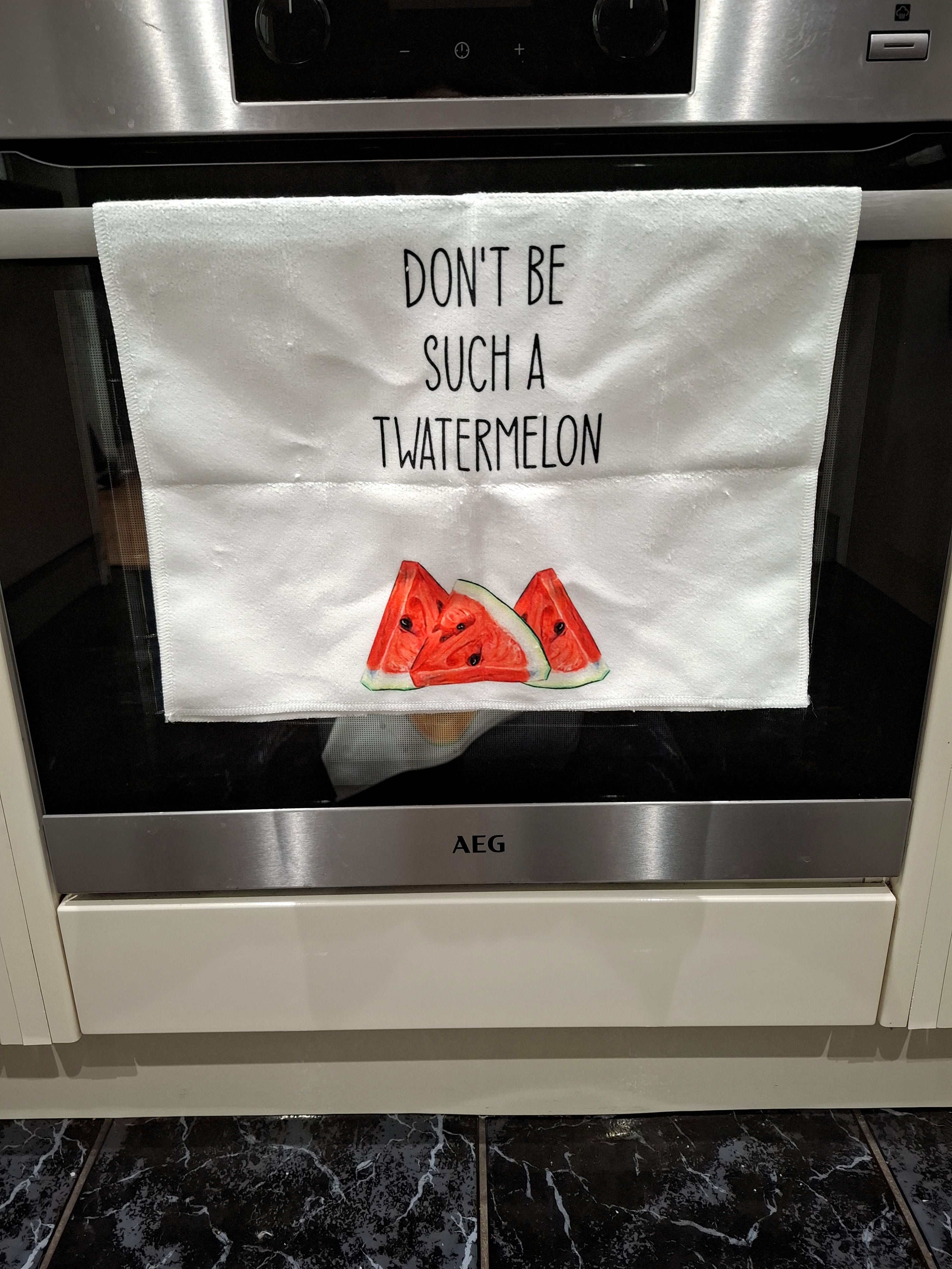 Funny Watermelon & Cantaloupe Theme Microfibre Tea Towels 2 Pack 40x60cm