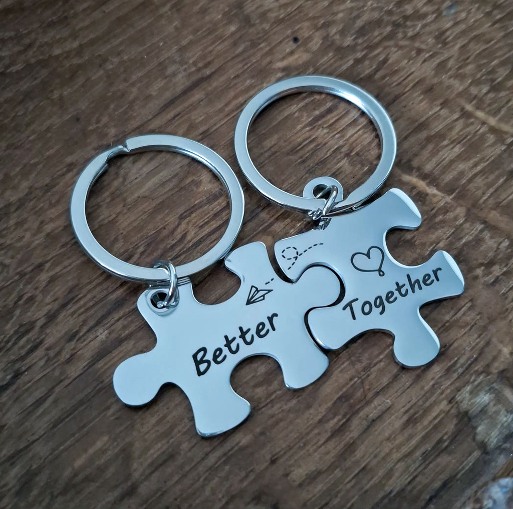 Better Together 2 Piece Puzzle Shape Keyrings