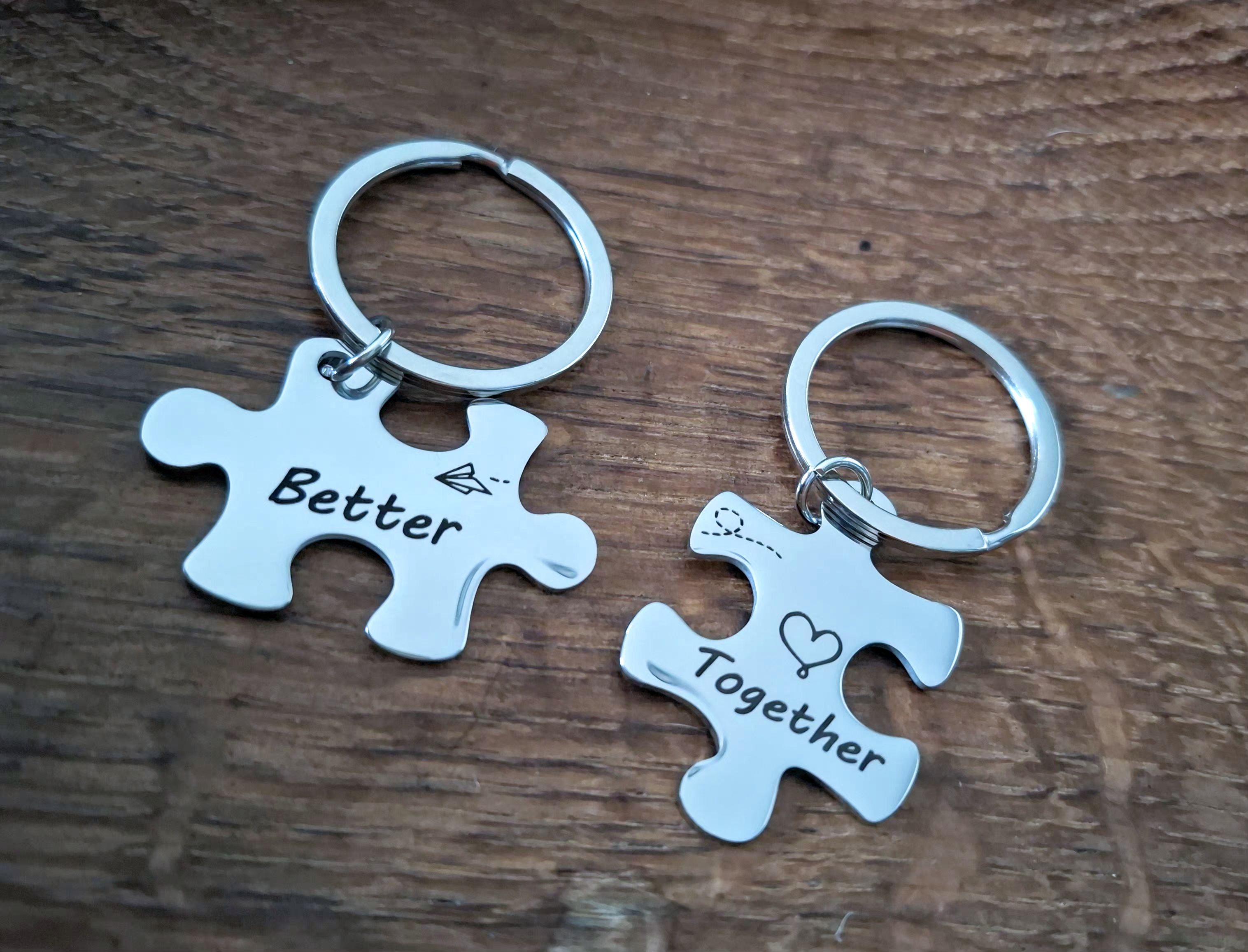 Better Together 2 Piece Puzzle Shape Keyrings