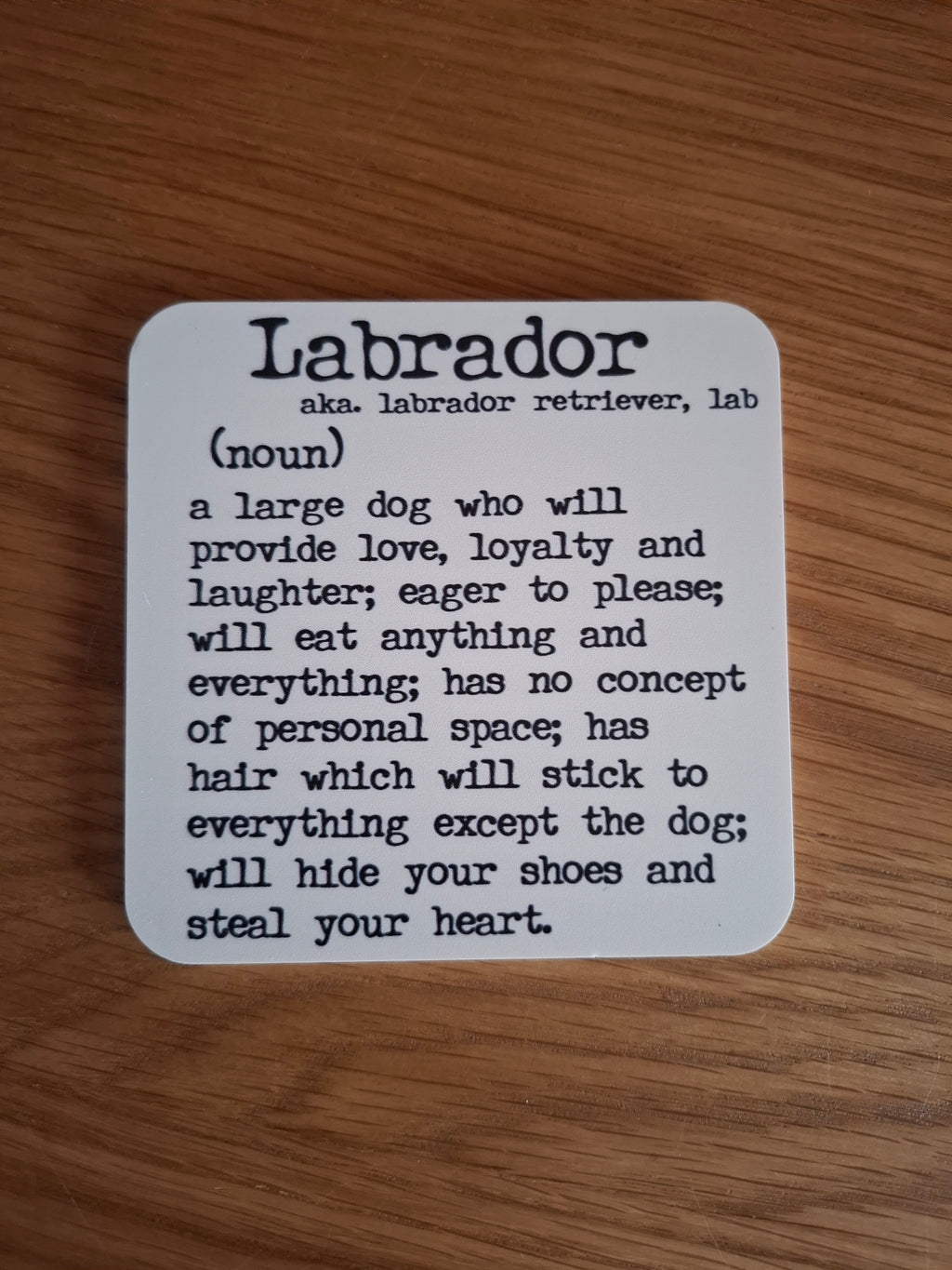 Labrador Gift for Dog Lovers – Single Wooden Coaster | Dog Mum Gift UK