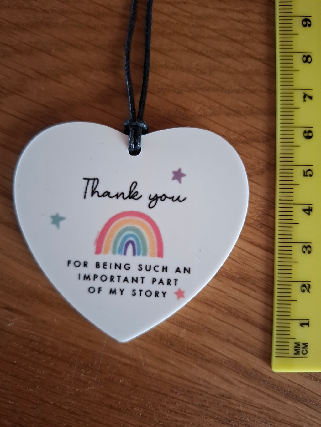 Thank You For Being Such An Important Part Of My Story Hanging Love Heart Shaped Keepsake With Rainbow Design