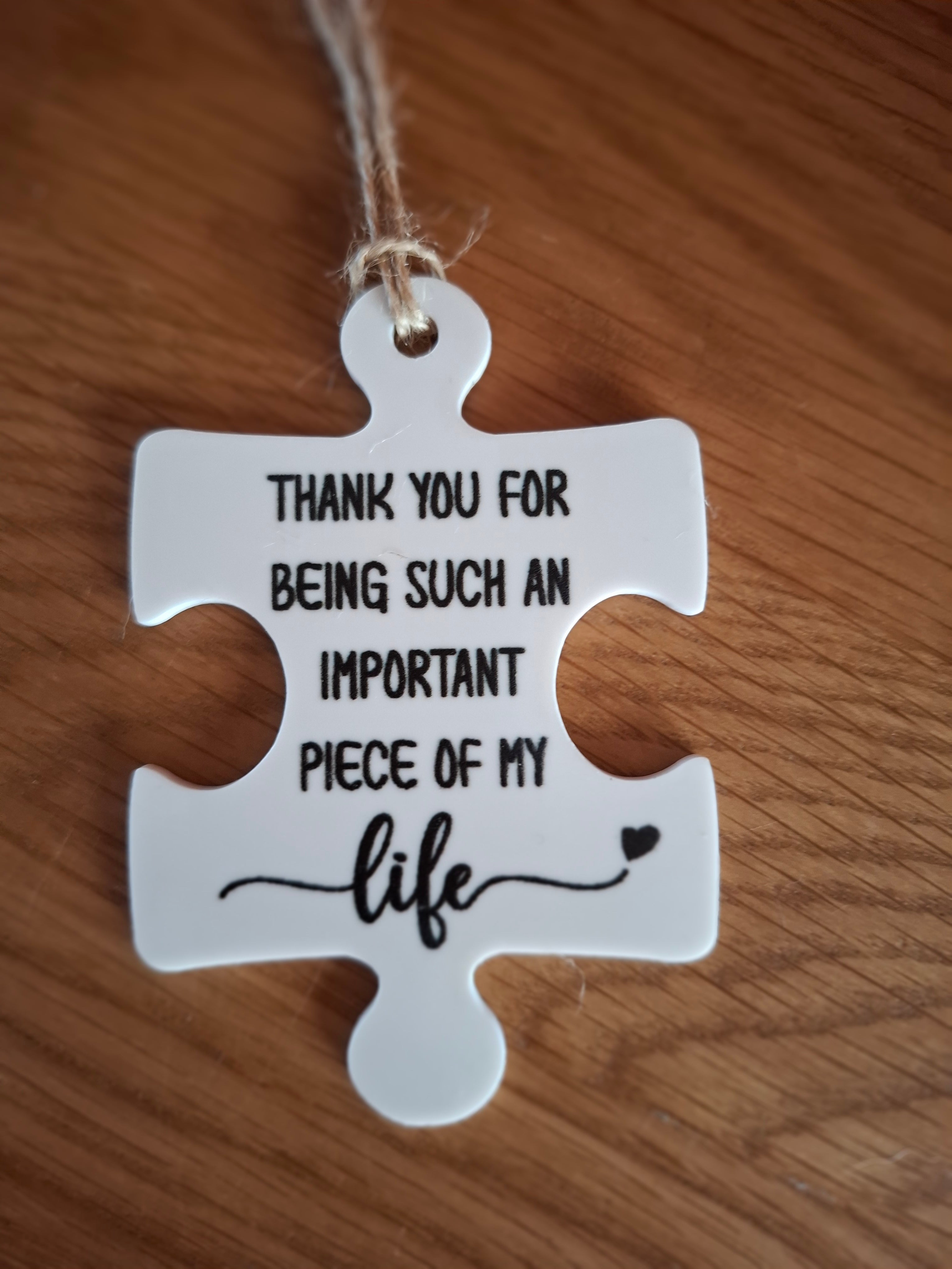 Jigsaw Shape Sentiment Hanging Plaque
