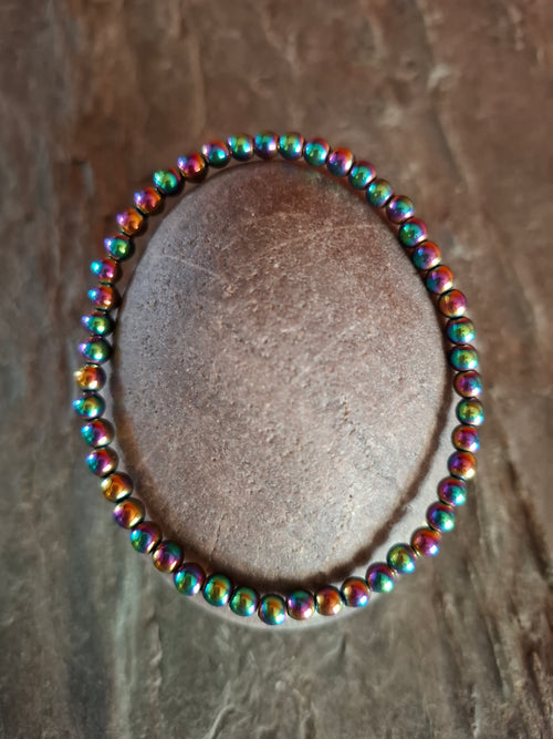 3 Piece Rainbow Mineral Natural Stone Mental Balance and Communication Bracelet Set