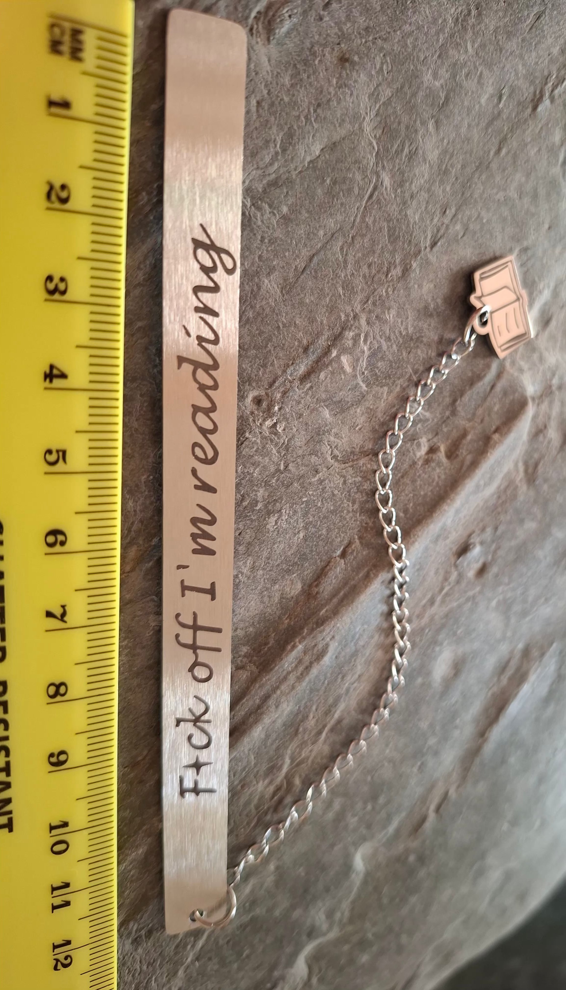 F#ck Off I'm Reading Silver Bookmark with Book Charm