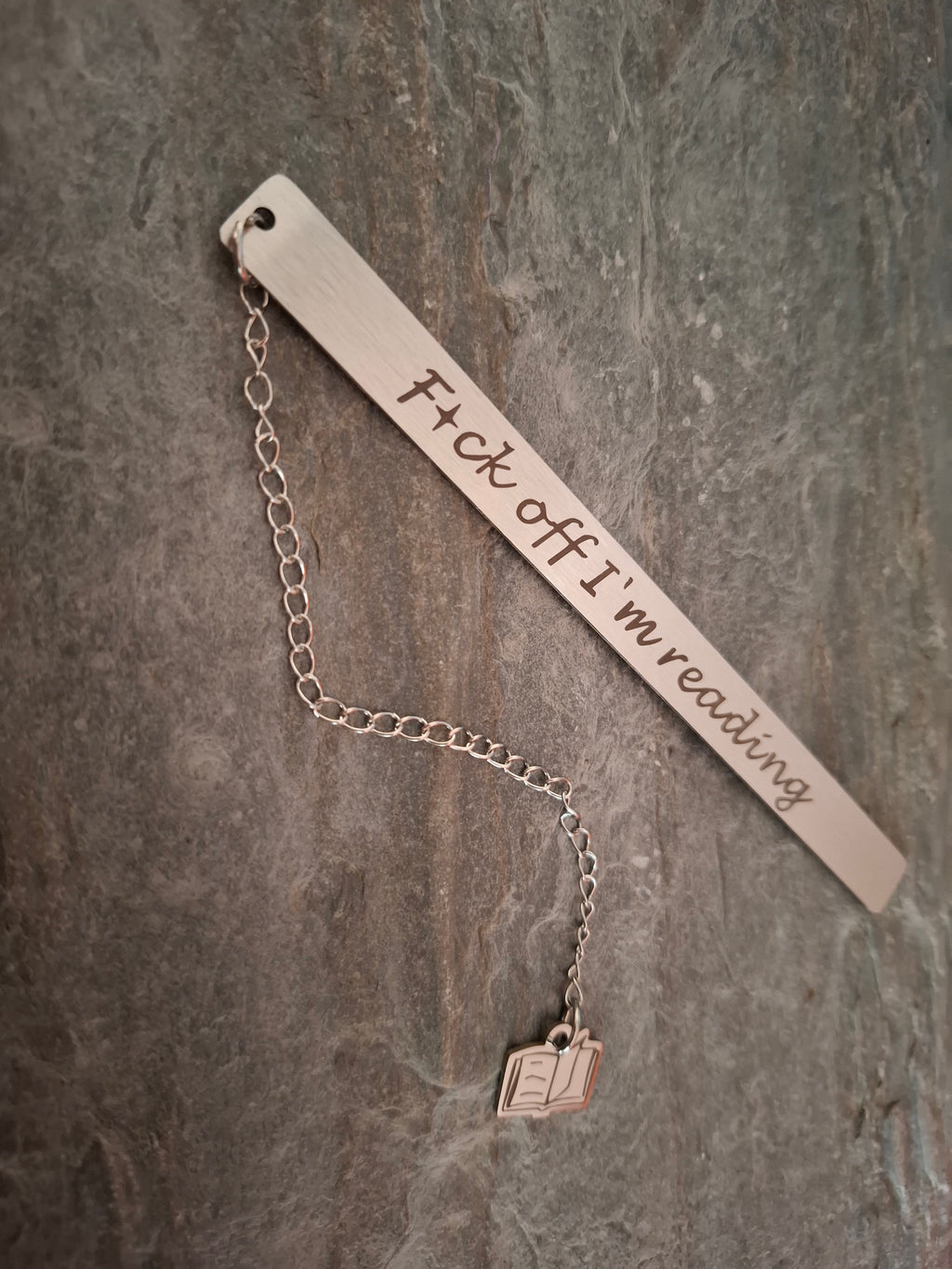 F#ck Off I'm Reading Silver Bookmark with Book Charm