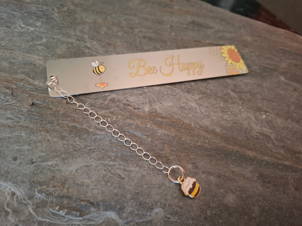 Bee Happy Silver Bookmark with Bee Charm