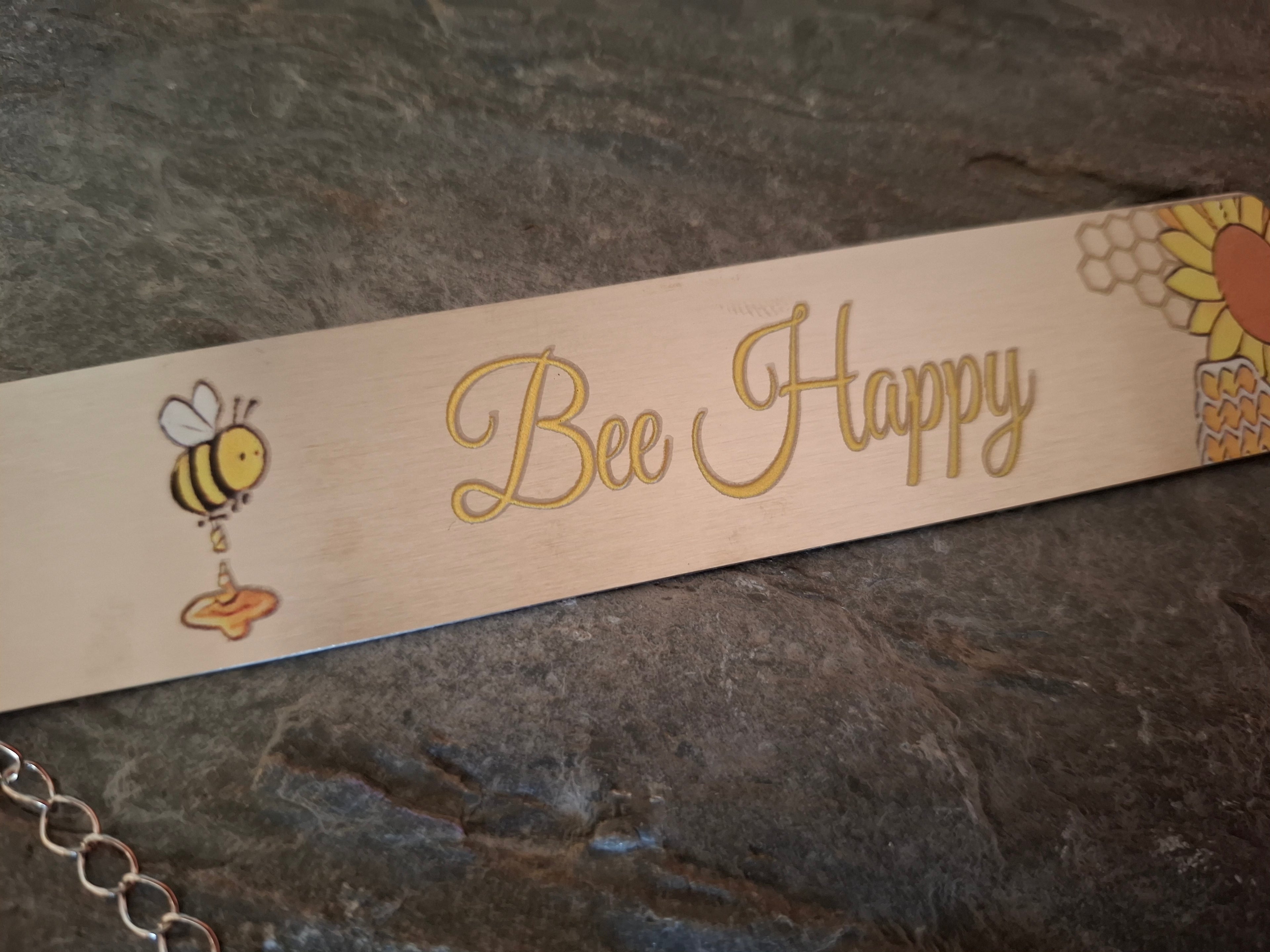 Bee Happy Silver Bookmark with Bee Charm