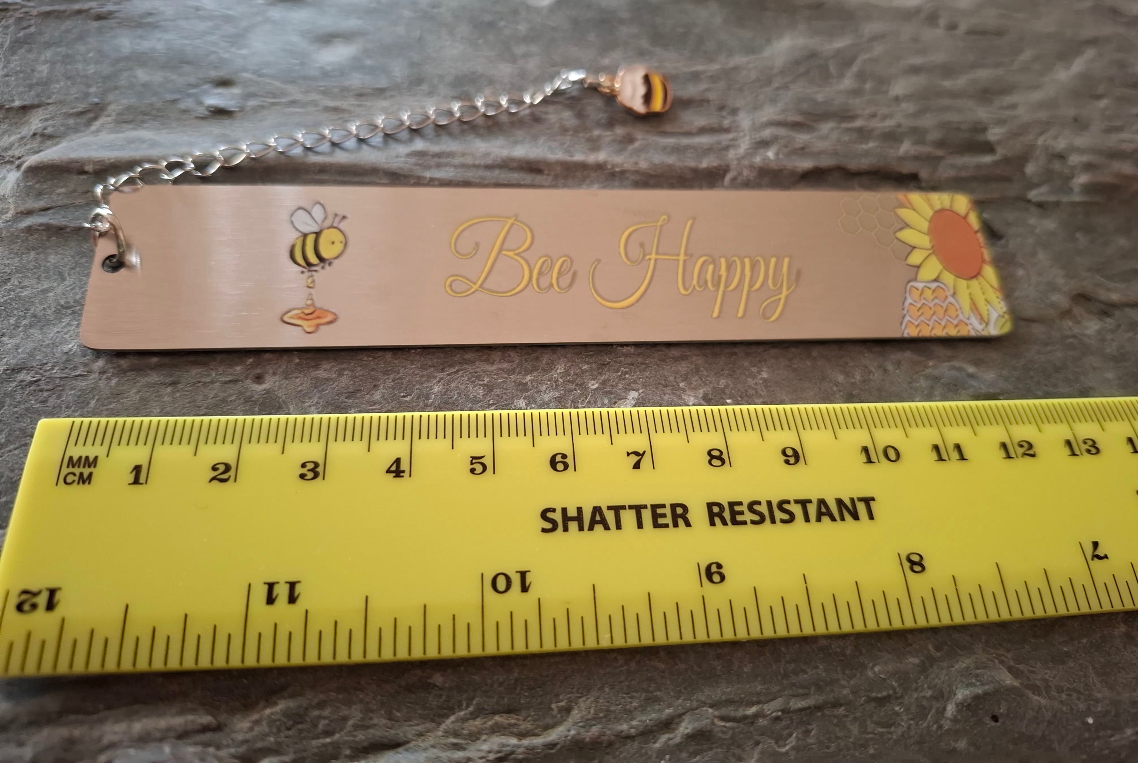 Bee Happy Silver Bookmark with Bee Charm