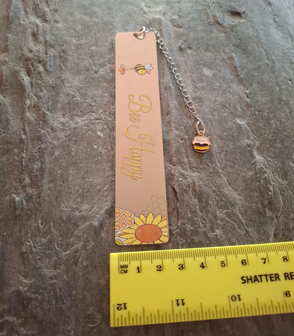 Bee Happy Silver Bookmark with Bee Charm