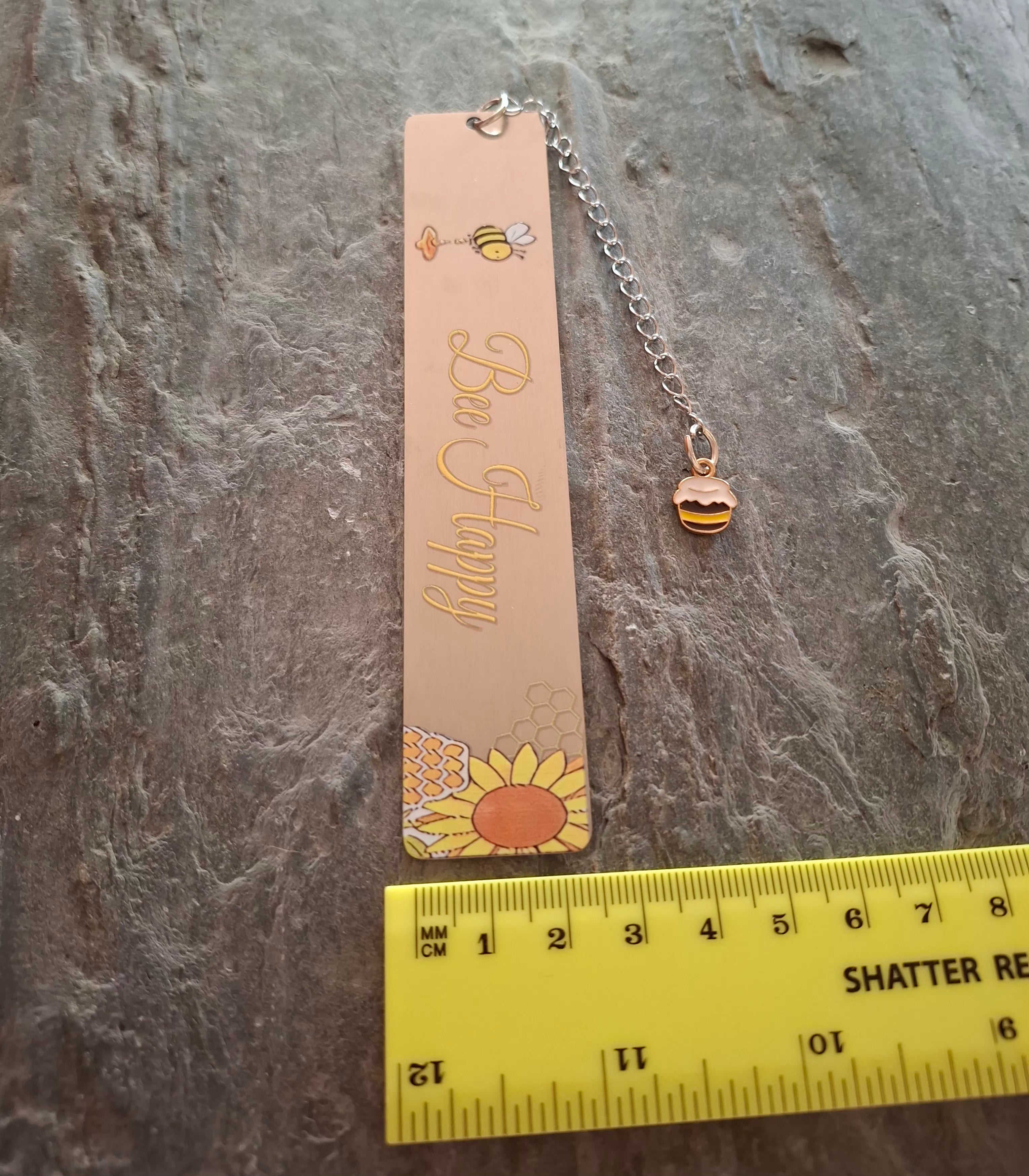 Bee Happy Silver Bookmark with Bee Charm