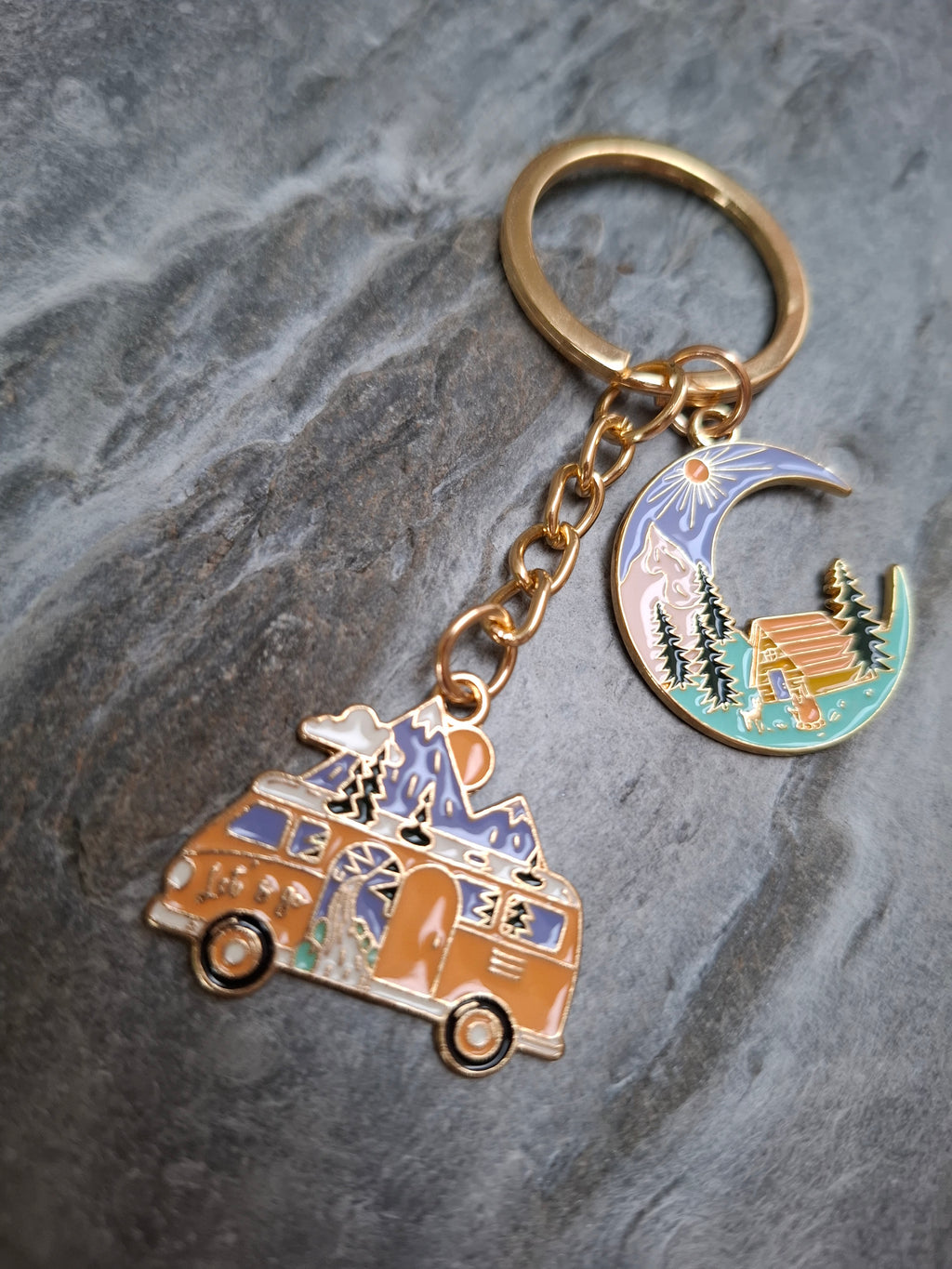 Gold Campervan Keyring